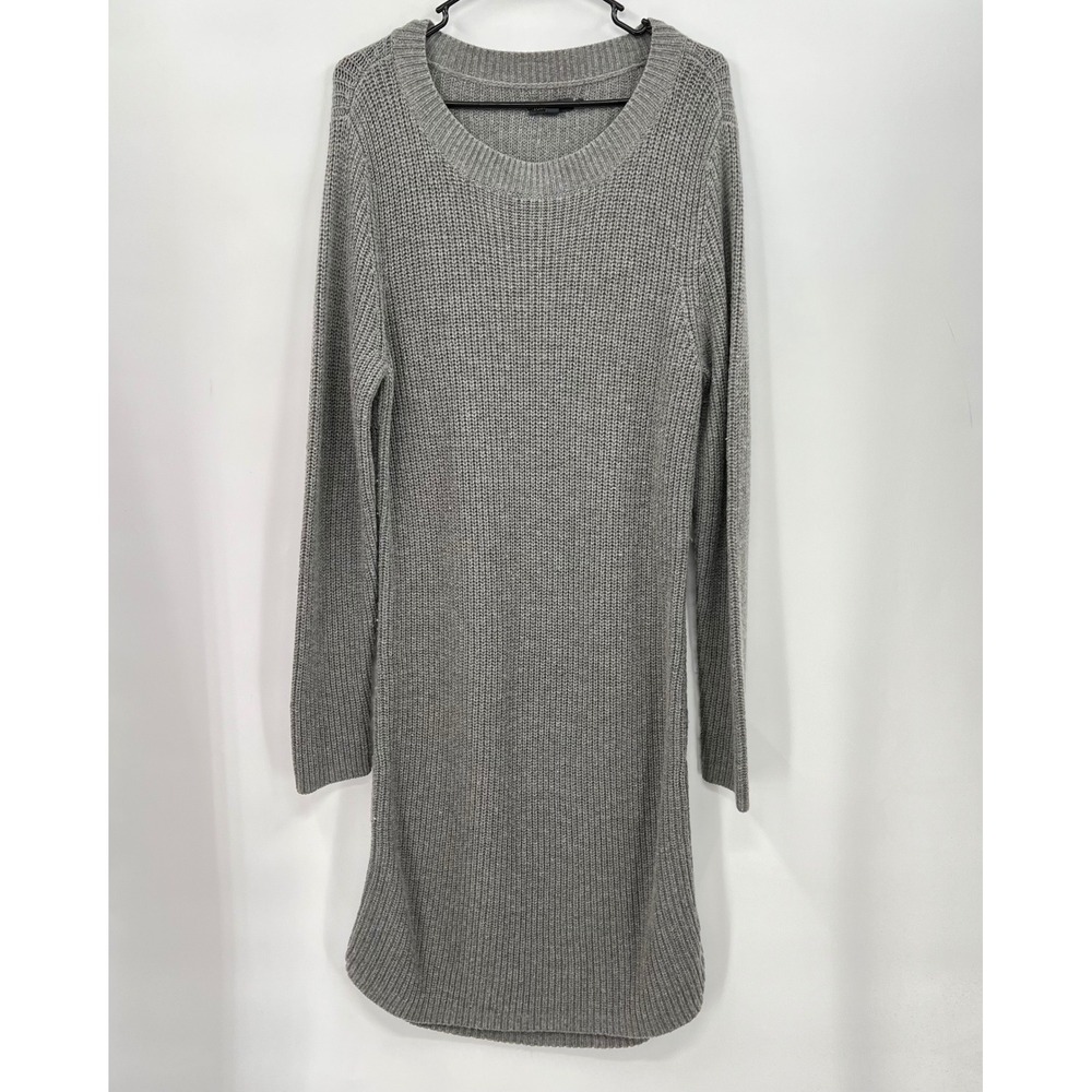 Toad & Co Gray Ribbed Knit Crew Neck Long Sleeve Sweater Dress Size L